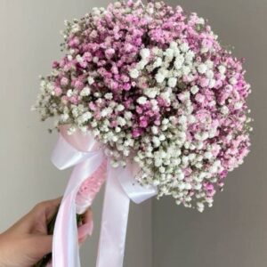 Свадебный букет из розовой гипсофилы